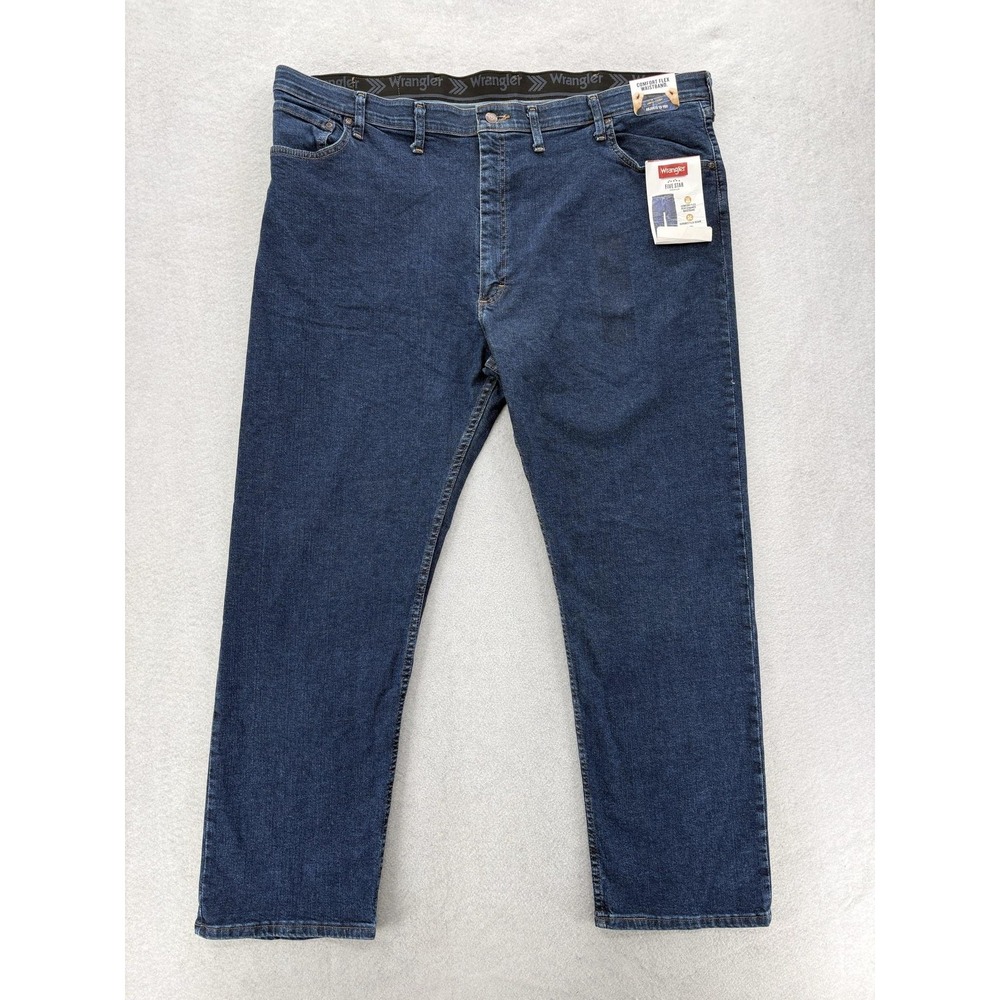 Wrangler Five Star Premium Jeans Mens 46x30 Blue Dark Wash Regular Stretch Denim
